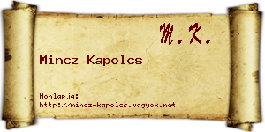 Mincz Kapolcs névjegykártya